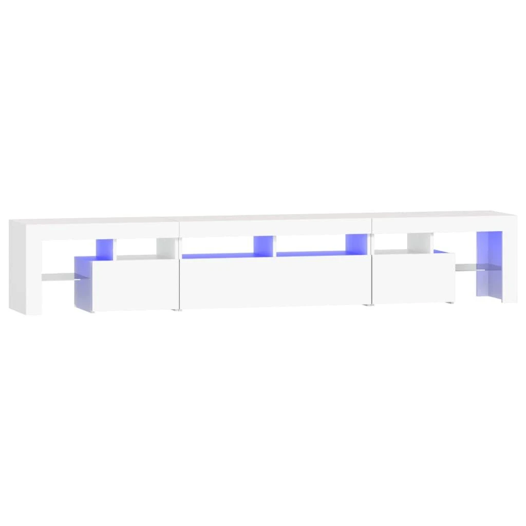 TV staliukas Televizoriaus spintelė su LED apšvietimu, balta, 230x36,5x40cm