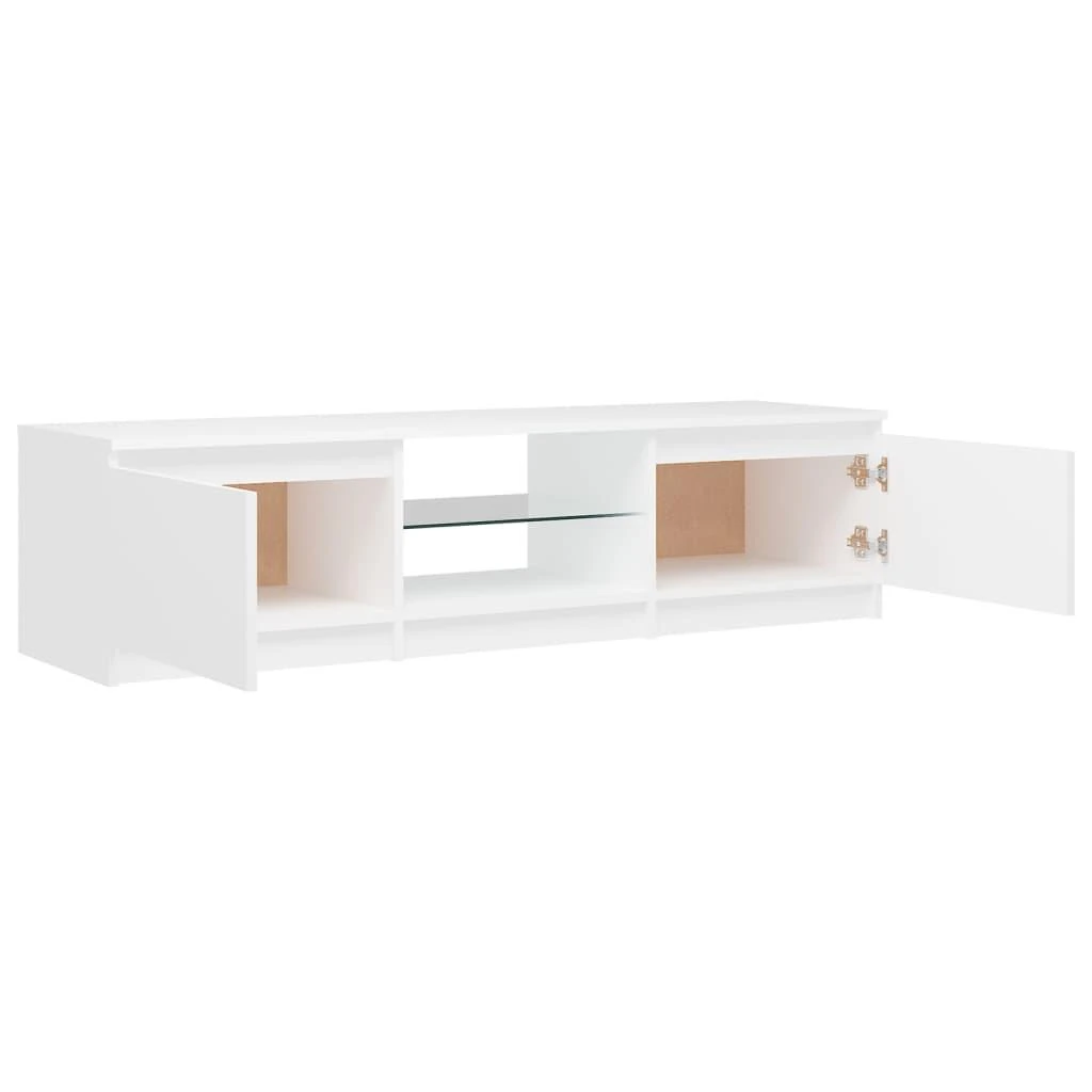 TV staliukas Televizoriaus spintelė su LED apšvietimu, balta, 140x40x35,5cm