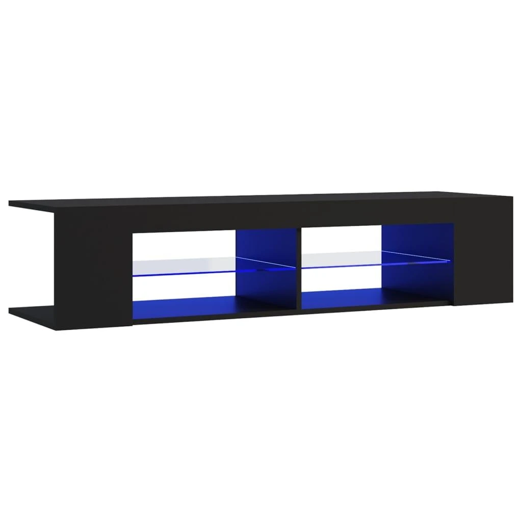 TV staliukas Televizoriaus spintelė su LED apšvietimu, juoda, 135x39x30cm