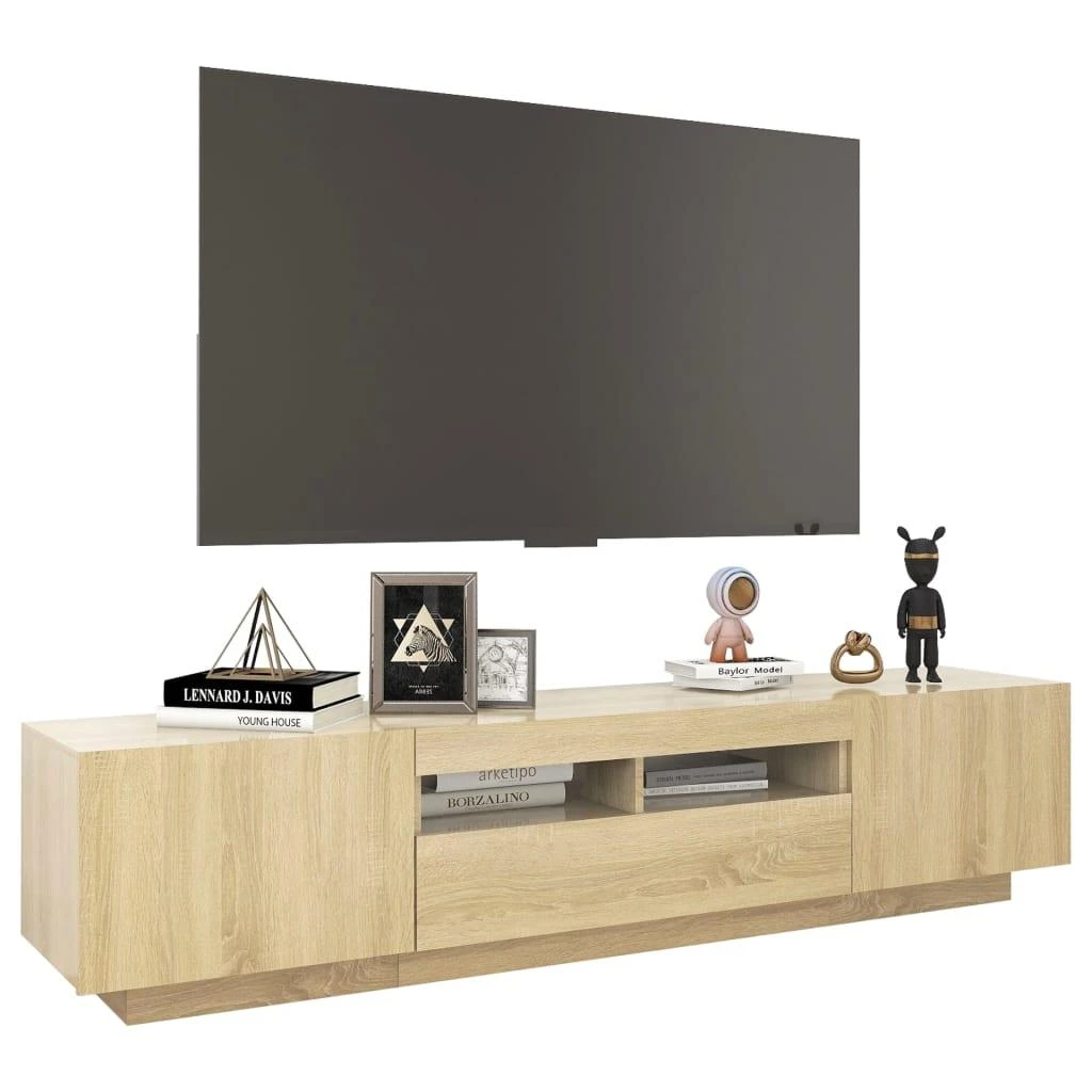 TV staliukas Televizoriaus spintelė su LED apšvietimu, ąžuolo, 180x35x40cm