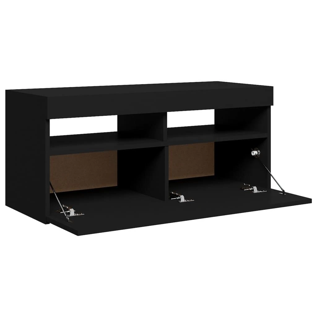TV staliukas Televizoriaus spintelė su LED apšvietimu, juoda, 90x35x40cm