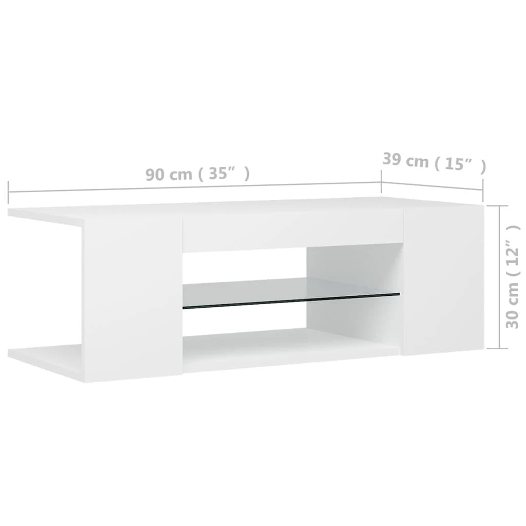 TV staliukas Televizoriaus spintelė su LED apšvietimu, balta, 90x39x30cm