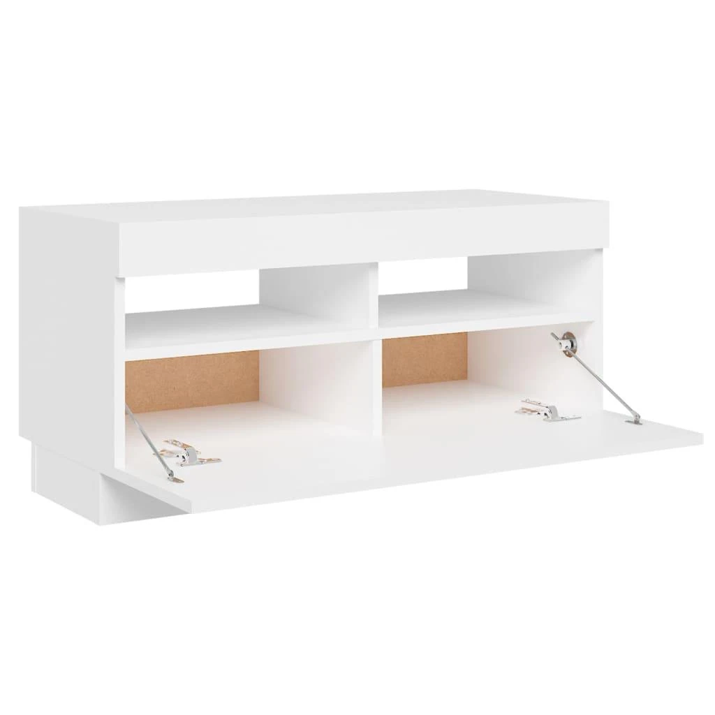 TV staliukas Televizoriaus spintelė su LED apšvietimu, balta, 80x35x40cm