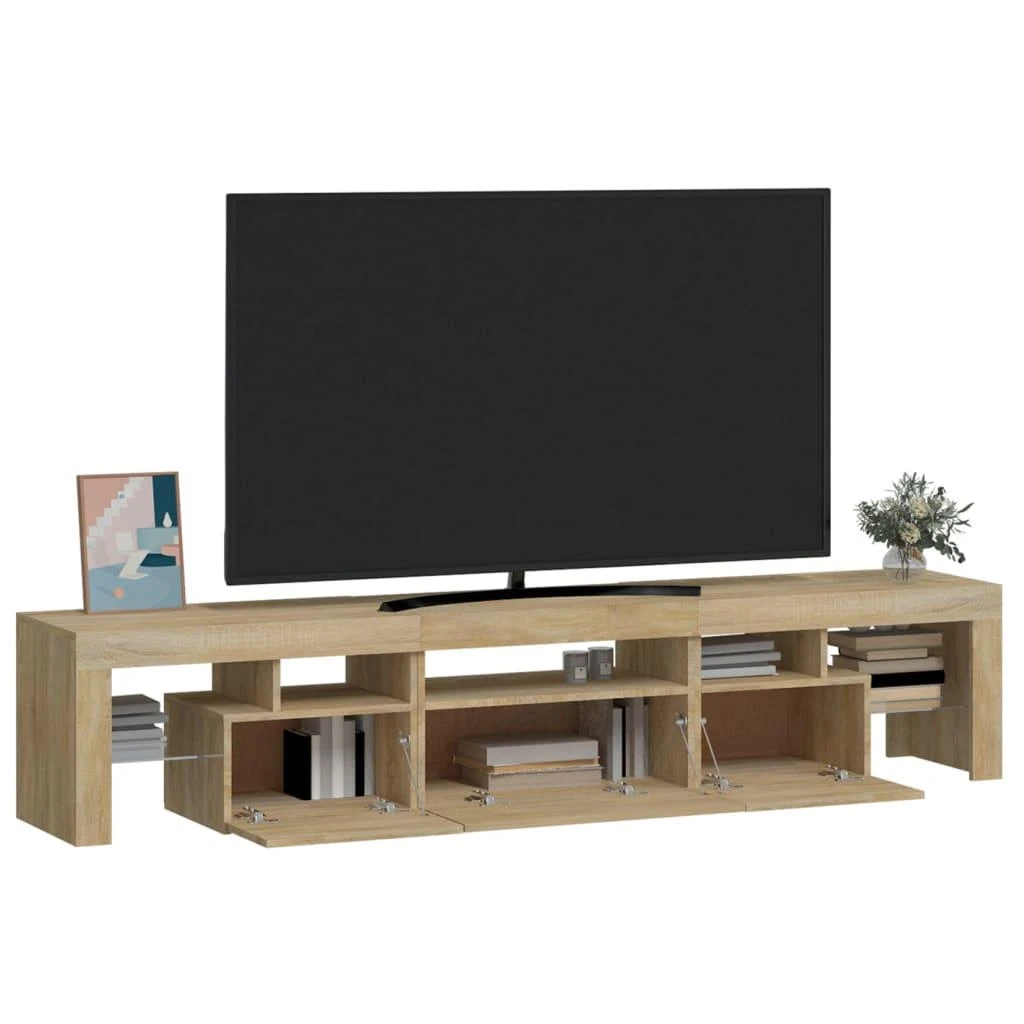 TV staliukas Televizoriaus spintelė su LED apšvietimu, ąžuolo, 200x36,5x40cm
