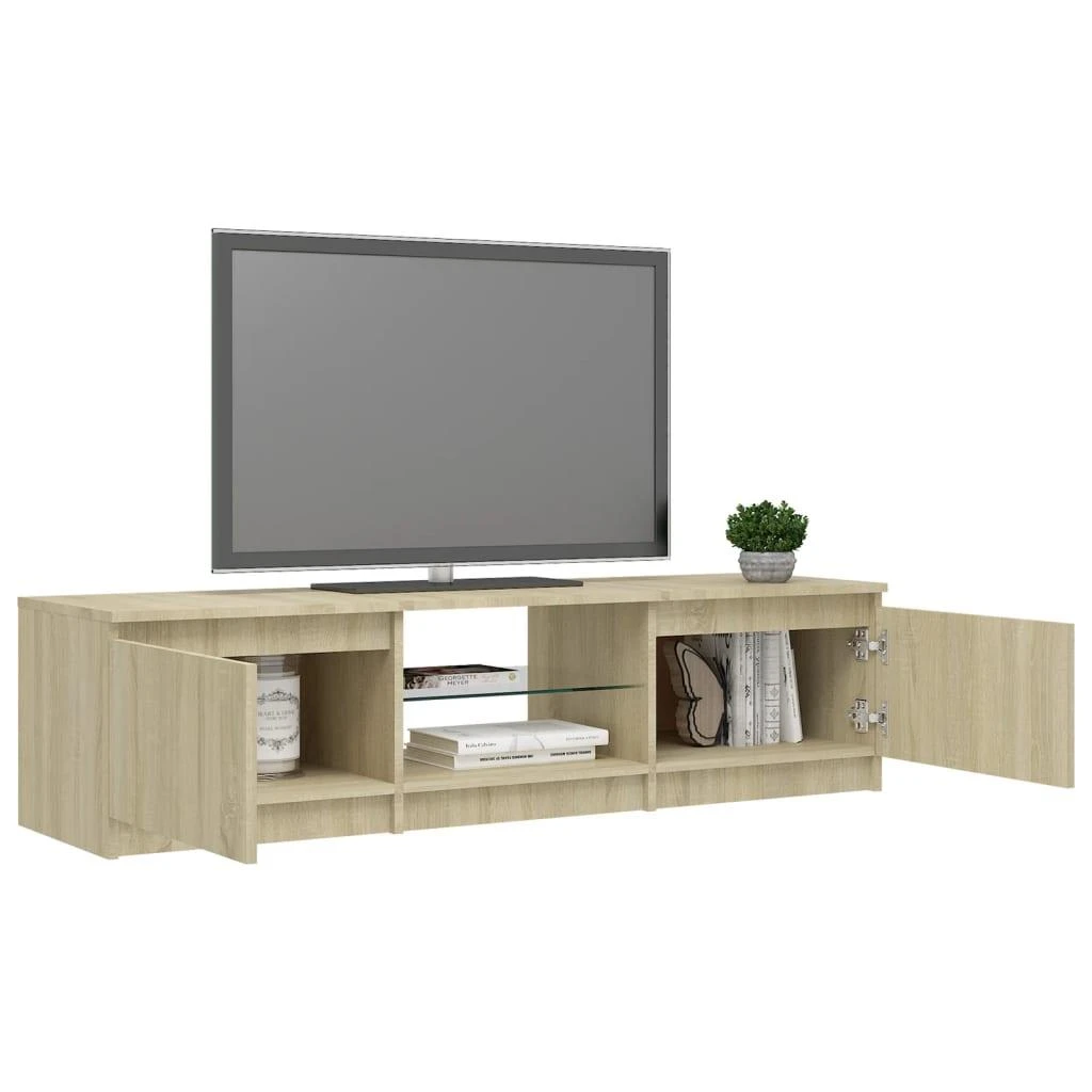 TV staliukas Televizoriaus spintelė su LED apšvietimu, ąžuolo, 140x40x35,5cm