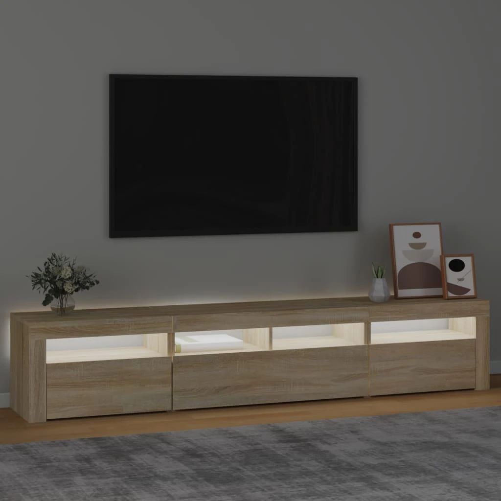 TV staliukas Televizoriaus spintelė su LED apšvietimu, ąžuolo, 210x35x40cm