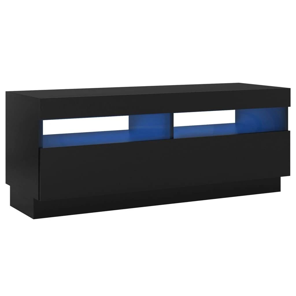 TV staliukas Televizoriaus spintelė su LED apšvietimu, juoda, 100x35x40cm