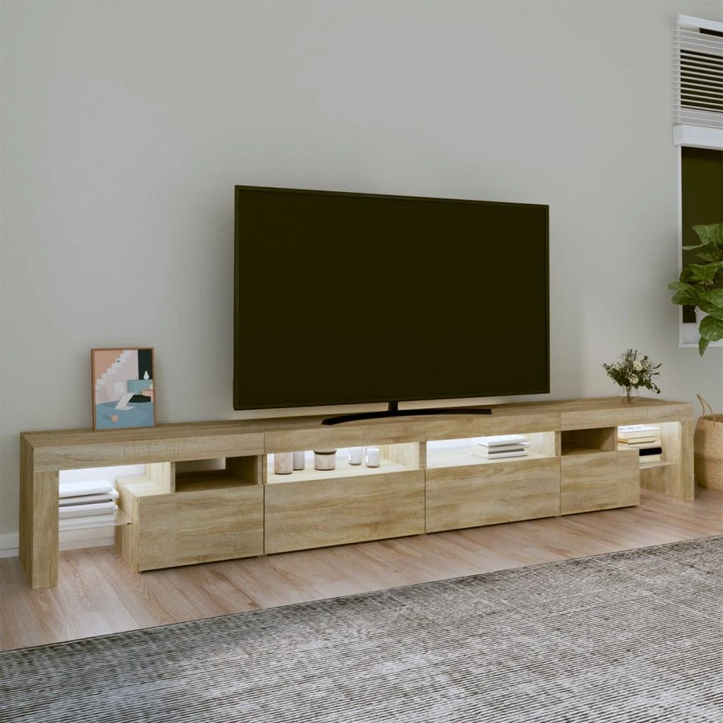 TV staliukas Televizoriaus spintelė su LED apšvietimu, ąžuolo, 260x36,5x40cm