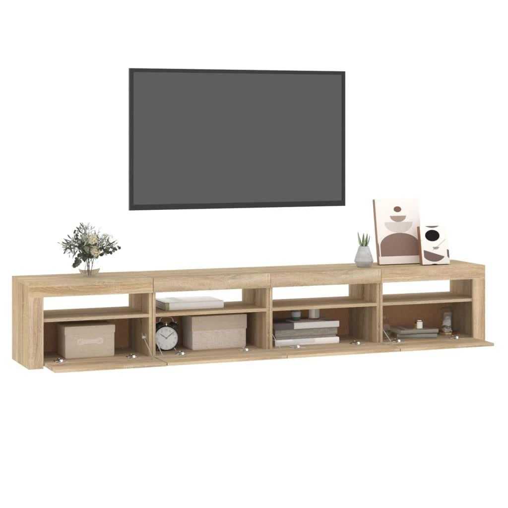 TV staliukas Televizoriaus spintelė su LED apšvietimu, ąžuolo, 240x35x40cm