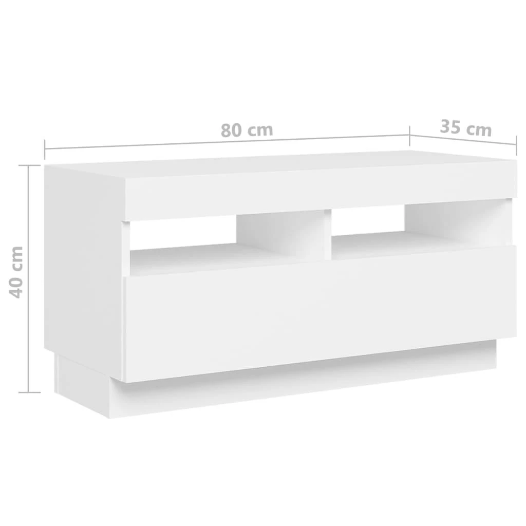 TV staliukas Televizoriaus spintelė su LED apšvietimu, balta, 260x35x40cm