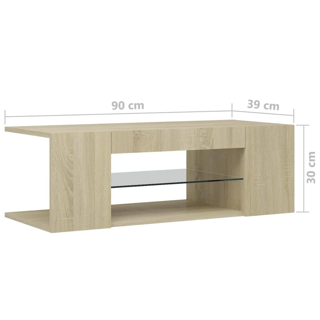 TV staliukas Televizoriaus spintelė su LED apšvietimu, ąžuolo, 90x39x30cm