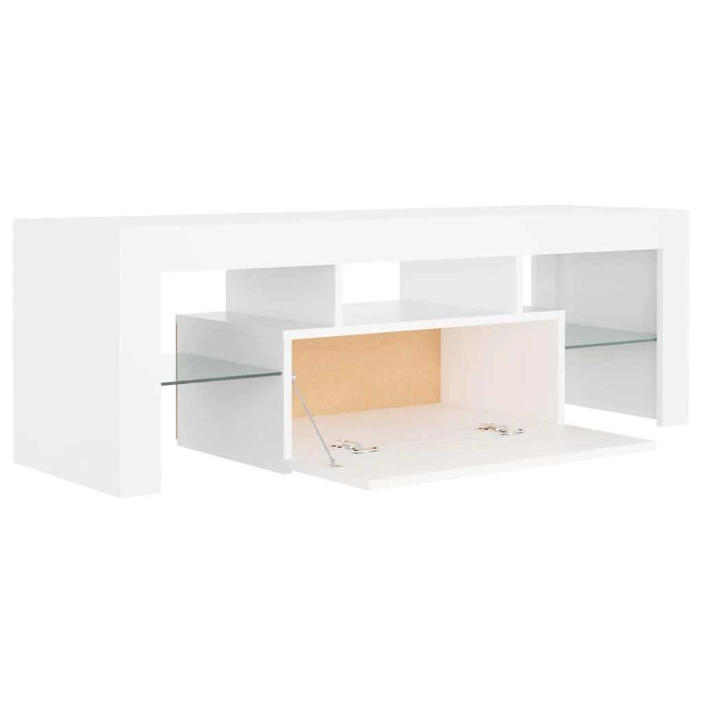 TV staliukas Televizoriaus spintelė su LED apšvietimu, balta, 120x35x40cm
