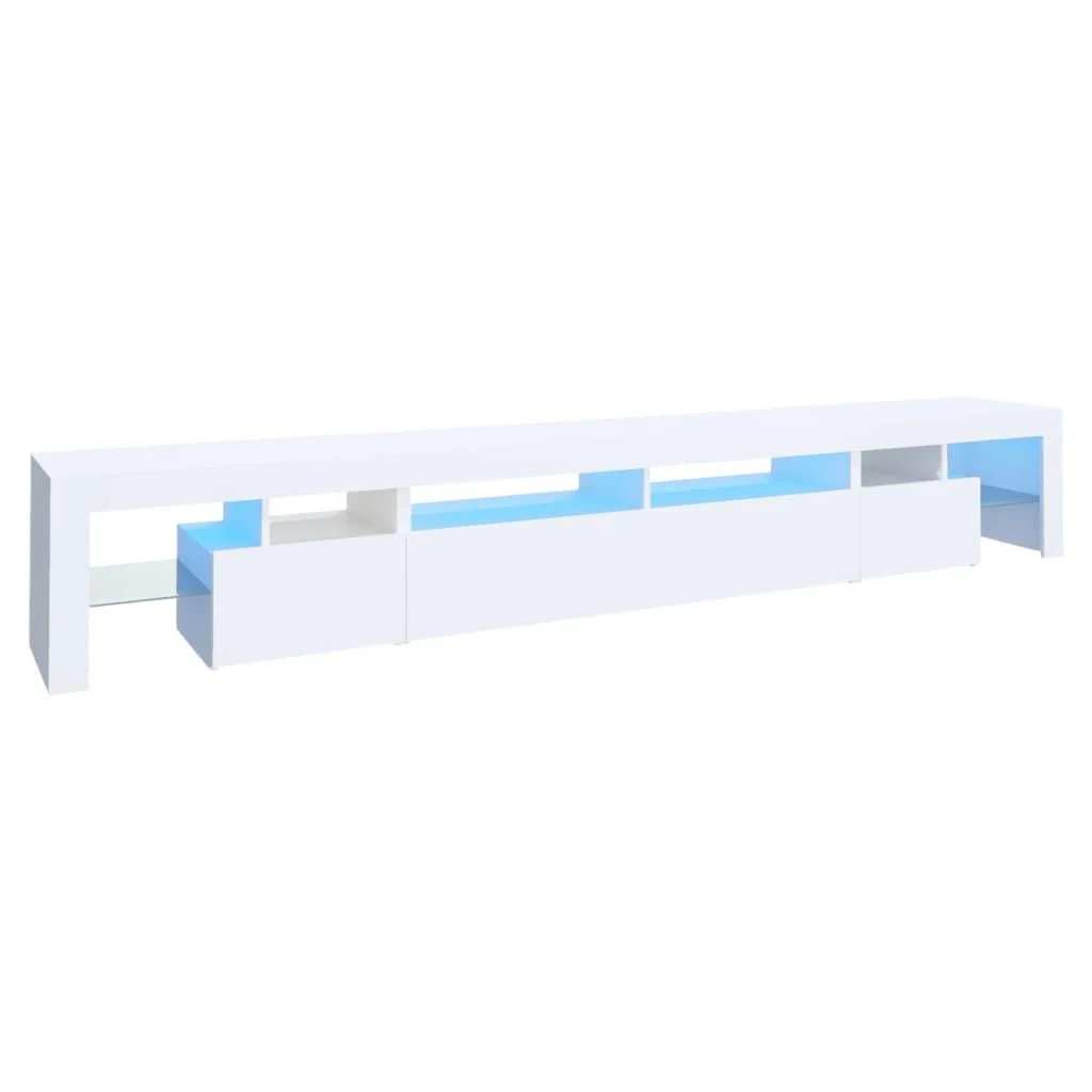 TV staliukas Televizoriaus spintelė su LED apšvietimu, balta, 260x36,5x40cm
