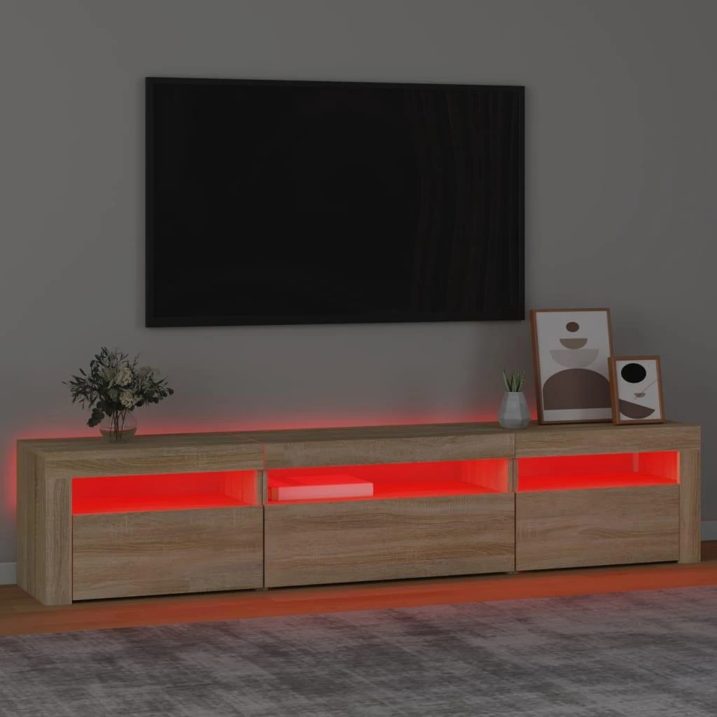 TV staliukas Televizoriaus spintelė su LED apšvietimu, ąžuolo, 195x35x40cm