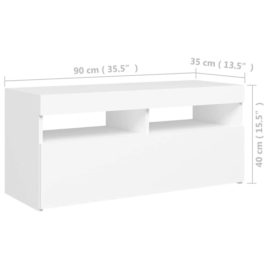 TV staliukas Televizoriaus spintelė su LED apšvietimu, balta, 90x35x40cm