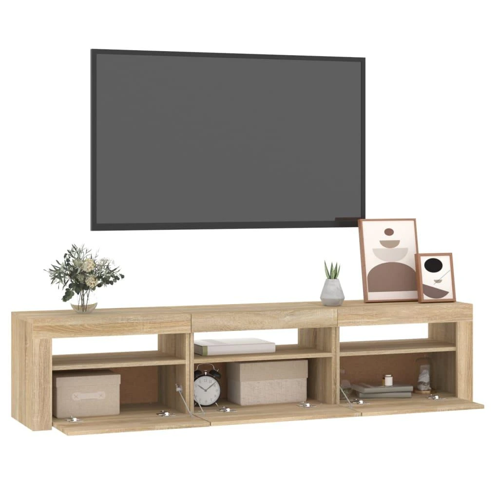 TV staliukas Televizoriaus spintelė su LED apšvietimu, ąžuolo, 180x35x40cm
