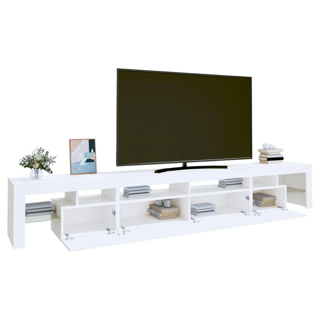 TV staliukas Televizoriaus spintelė su LED apšvietimu, balta, 260x36,5x40cm