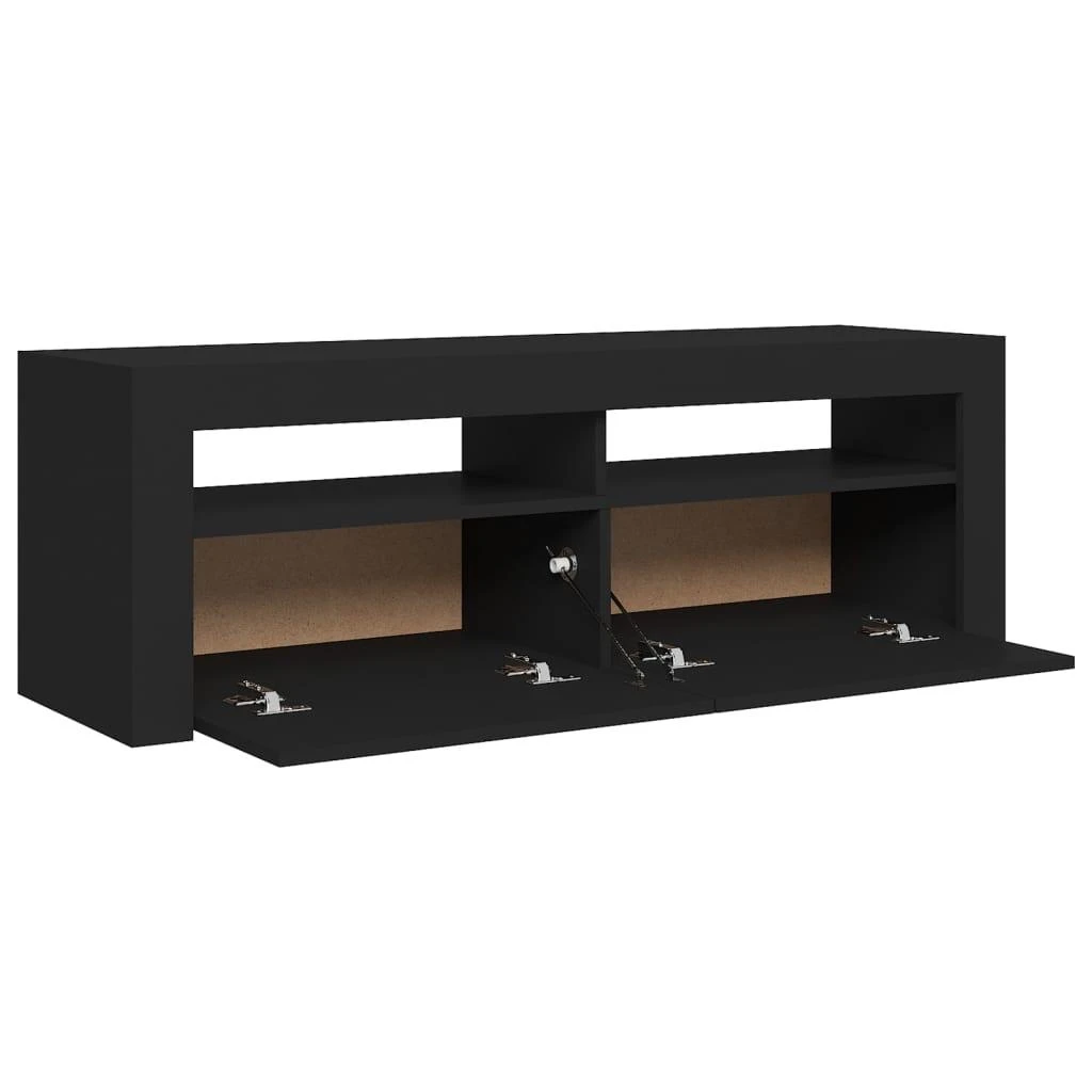 TV staliukas Televizoriaus spintelė su LED apšvietimu, juoda, 120x35x40cm