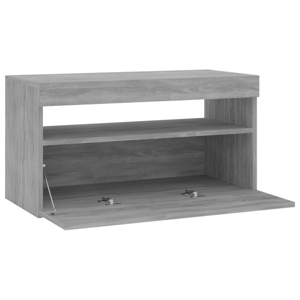TV staliukas Televizoriaus spintelė su LED apšvietimu, pilka, 75x35x40cm