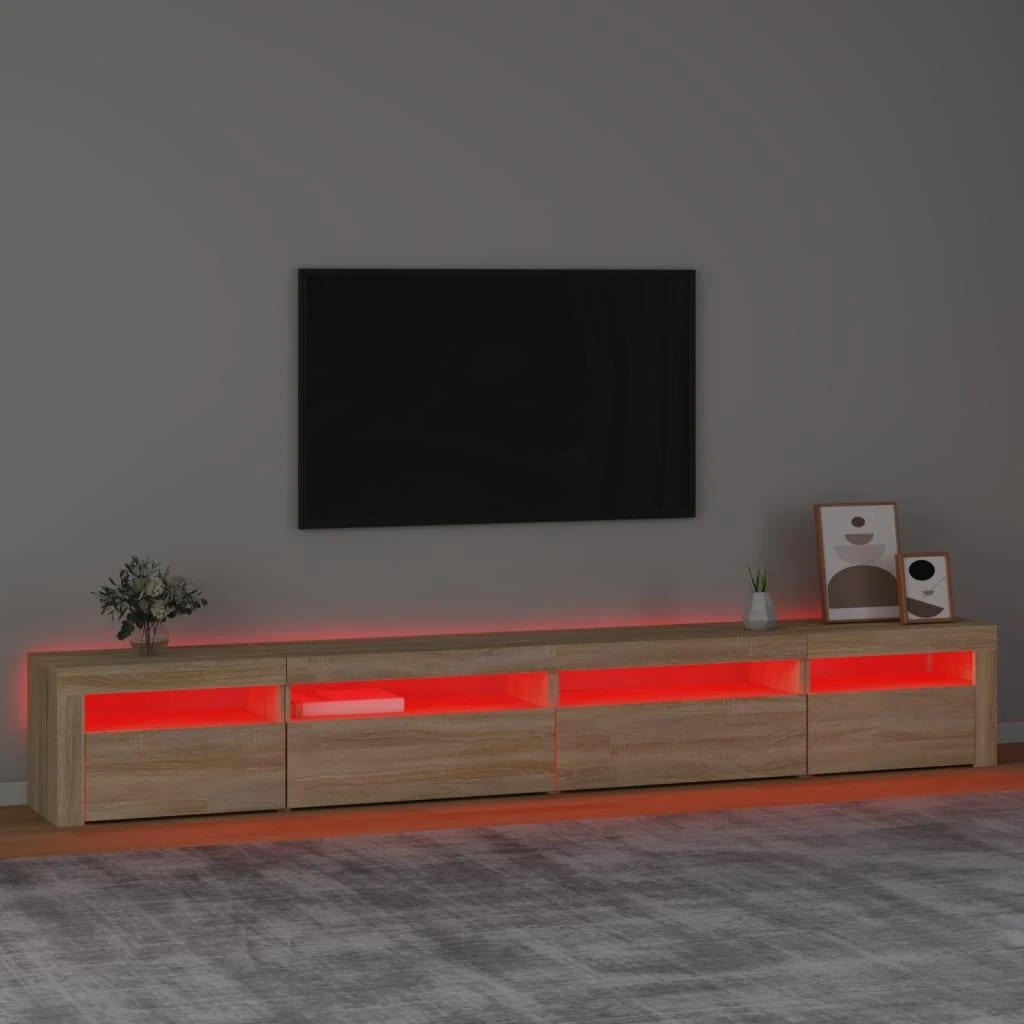 TV staliukas Televizoriaus spintelė su LED apšvietimu, ąžuolo, 270x35x40cm