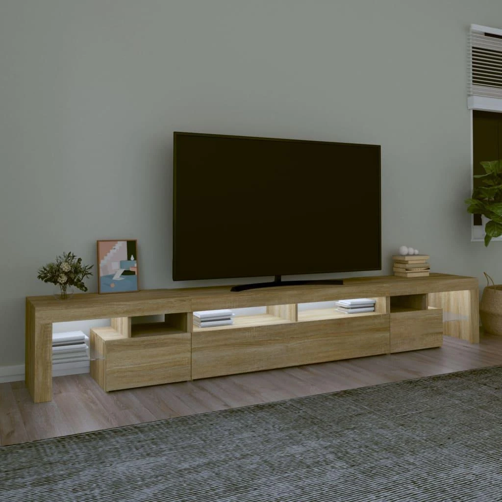 TV staliukas Televizoriaus spintelė su LED apšvietimu, ąžuolo, 260x36,5x40cm