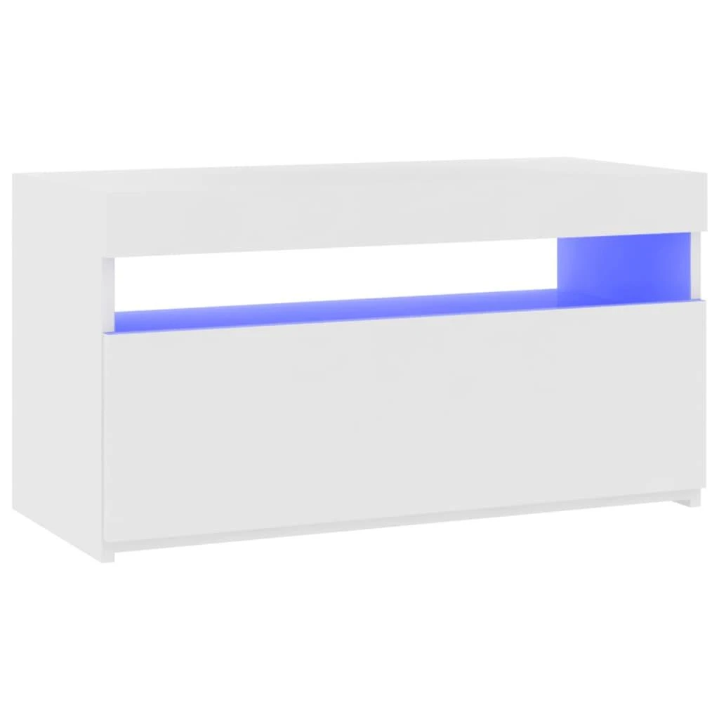 TV staliukas Televizoriaus spintelė su LED, balta, 75x35x40cm, blizgi