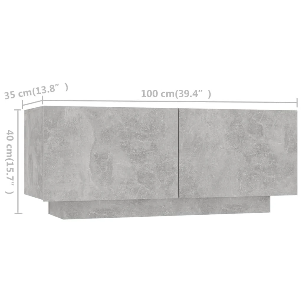 TV staliukas Televizoriaus spintelė su LED, betono pilka, 180x35x40cm