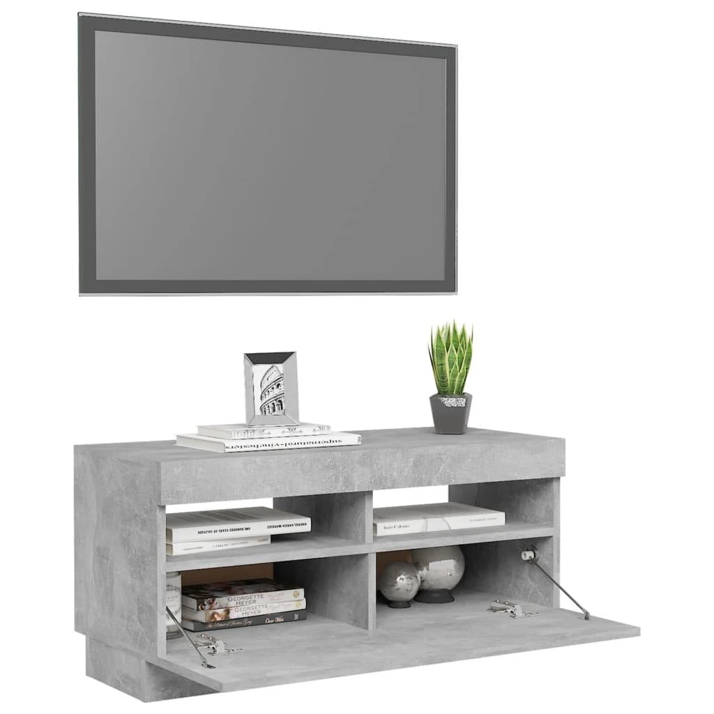 TV staliukas Televizoriaus spintelė su LED, betono pilka, 80x35x40cm