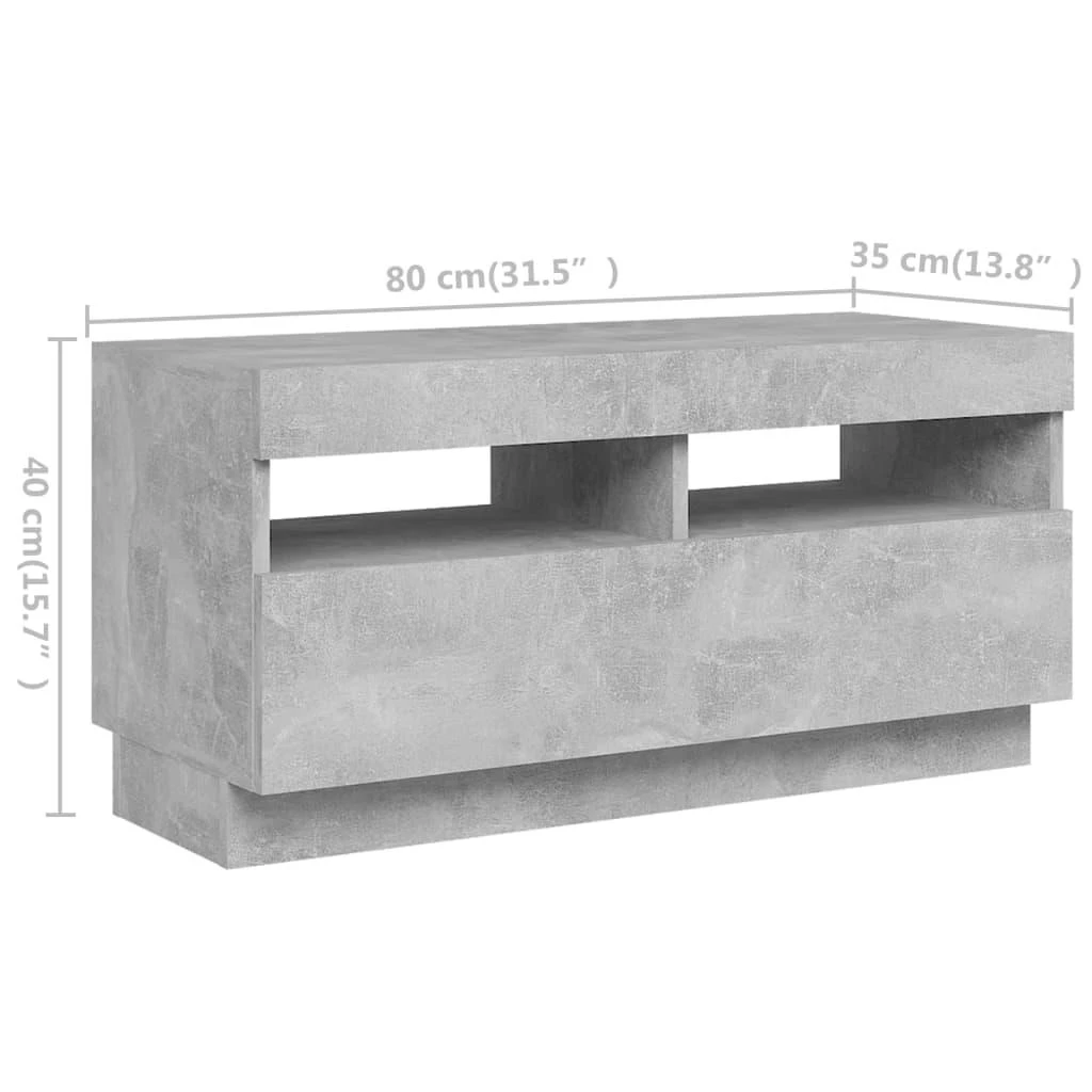 TV staliukas Televizoriaus spintelė su LED, betono pilka, 180x35x40cm