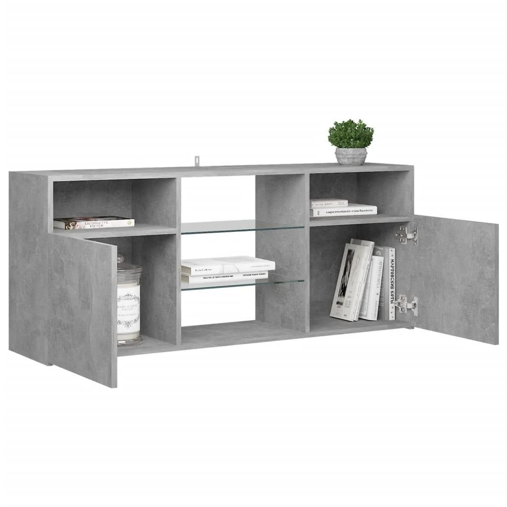 TV staliukas Televizoriaus spintelė su LED, betono pilka, 120x30x50cm