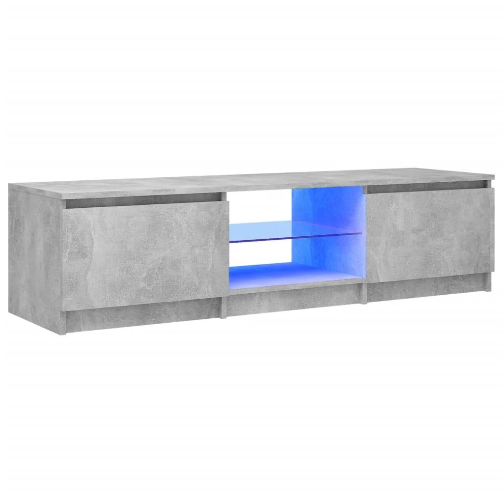 TV staliukas Televizoriaus spintelė su LED, betono pilka, 140x40x35,5cm