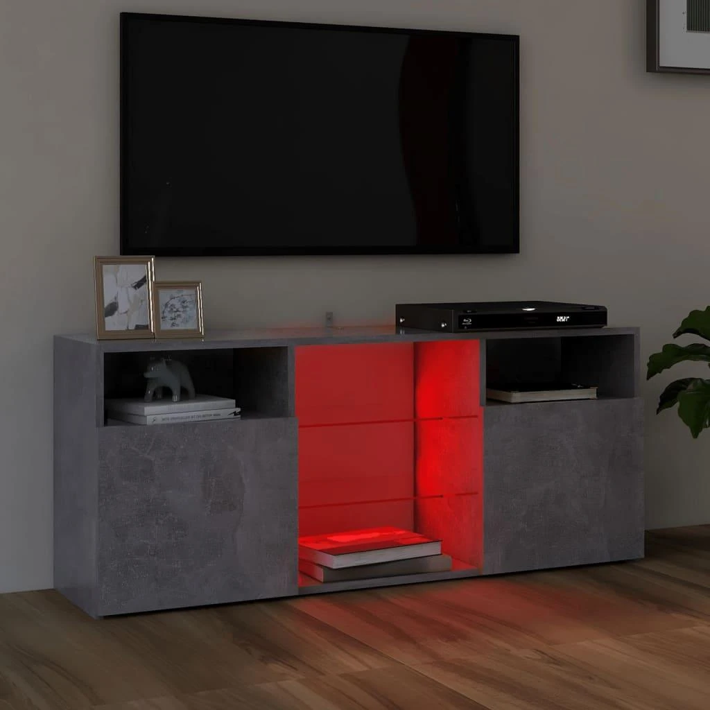 TV staliukas Televizoriaus spintelė su LED, betono pilka, 120x30x50cm