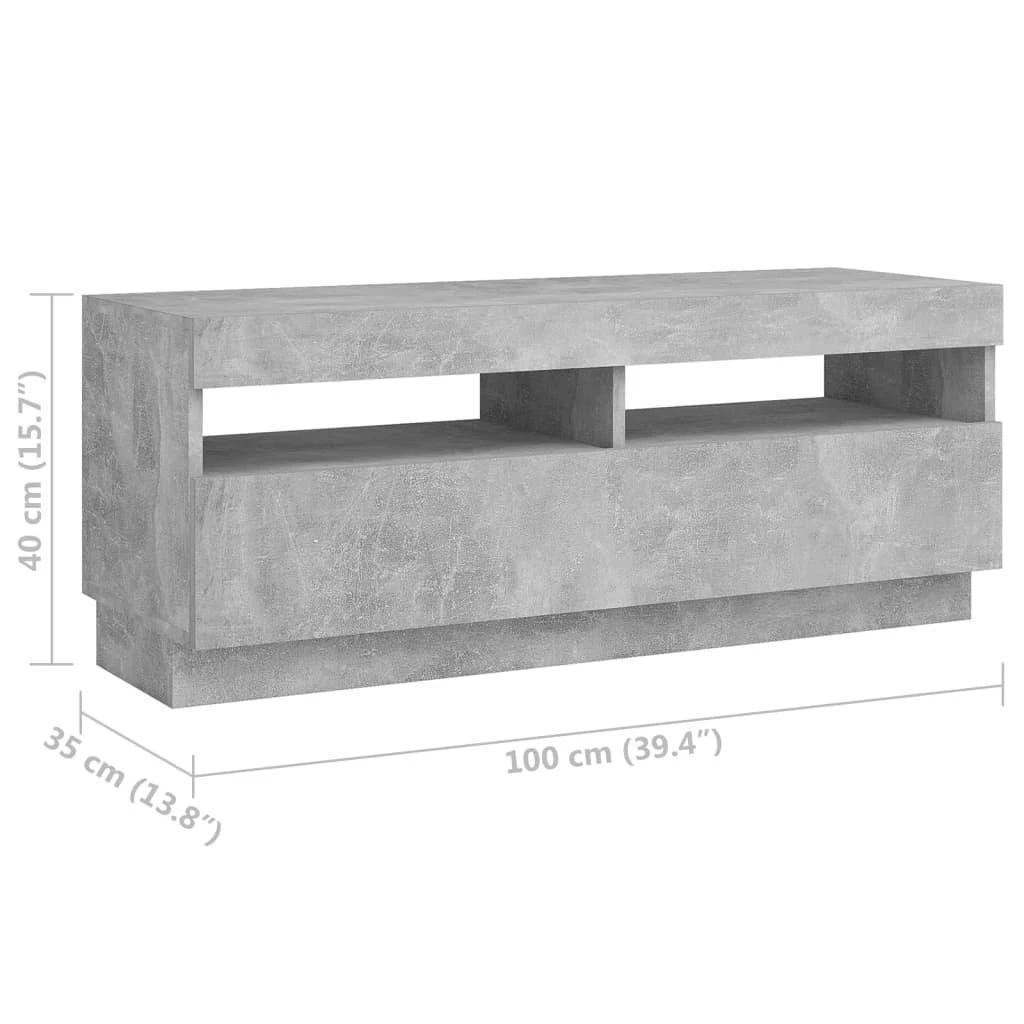 TV staliukas Televizoriaus spintelė su LED, betono pilka, 200x35x40cm