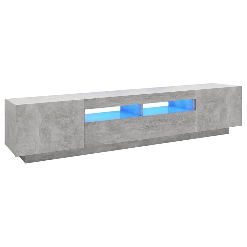 TV staliukas Televizoriaus spintelė su LED, betono pilka, 200x35x40cm