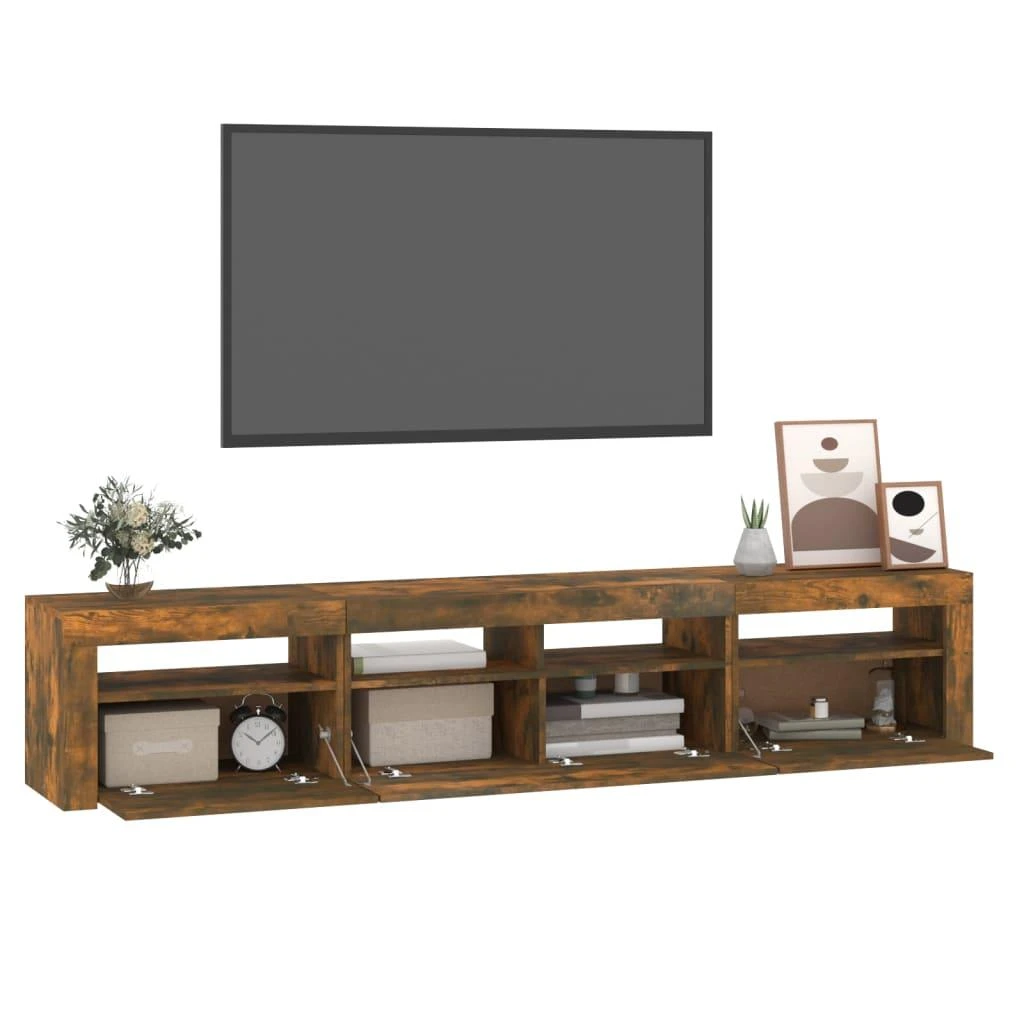 TV staliukas Televizoriaus spintelė su LED, dūminio ąžuolo, 210x35x40cm