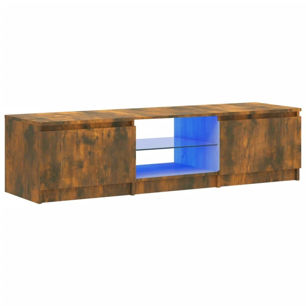 TV staliukas Televizoriaus spintelė su LED, dūminio ąžuolo, 140x40x35,5cm