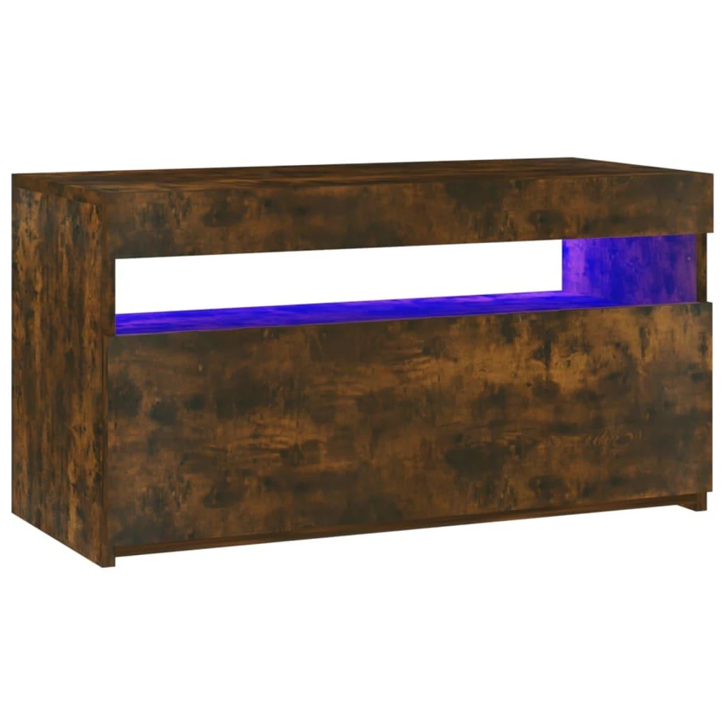 TV staliukas Televizoriaus spintelė su LED, dūminio ąžuolo, 75x35x40cm
