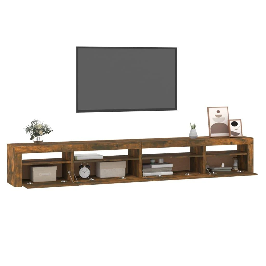 TV staliukas Televizoriaus spintelė su LED, dūminio ąžuolo, 270x35x40cm