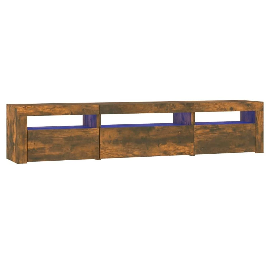 TV staliukas Televizoriaus spintelė su LED, dūminio ąžuolo, 195x35x40cm