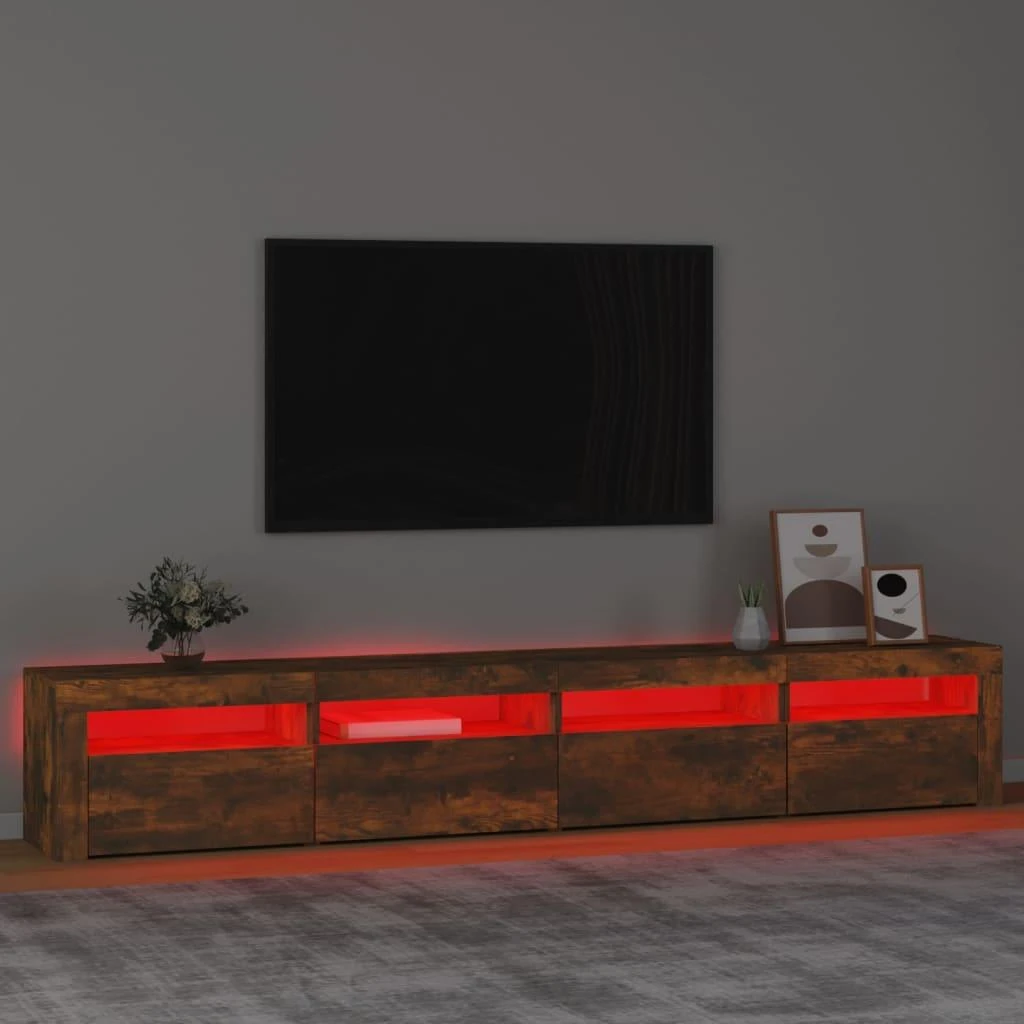 TV staliukas Televizoriaus spintelė su LED, dūminio ąžuolo, 240x35x40cm