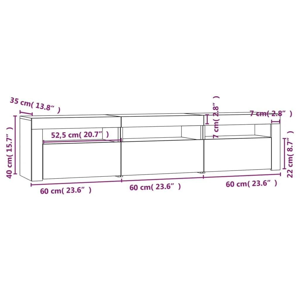 TV staliukas Televizoriaus spintelė su LED, dūminio ąžuolo, 180x35x40cm