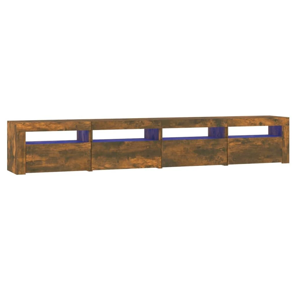 TV staliukas Televizoriaus spintelė su LED, dūminio ąžuolo, 240x35x40cm