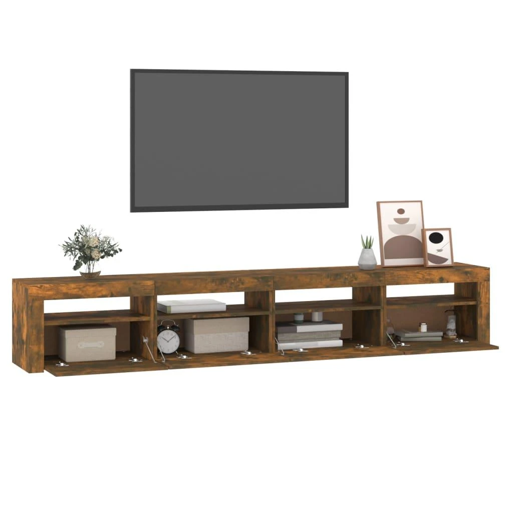 TV staliukas Televizoriaus spintelė su LED, dūminio ąžuolo, 240x35x40cm
