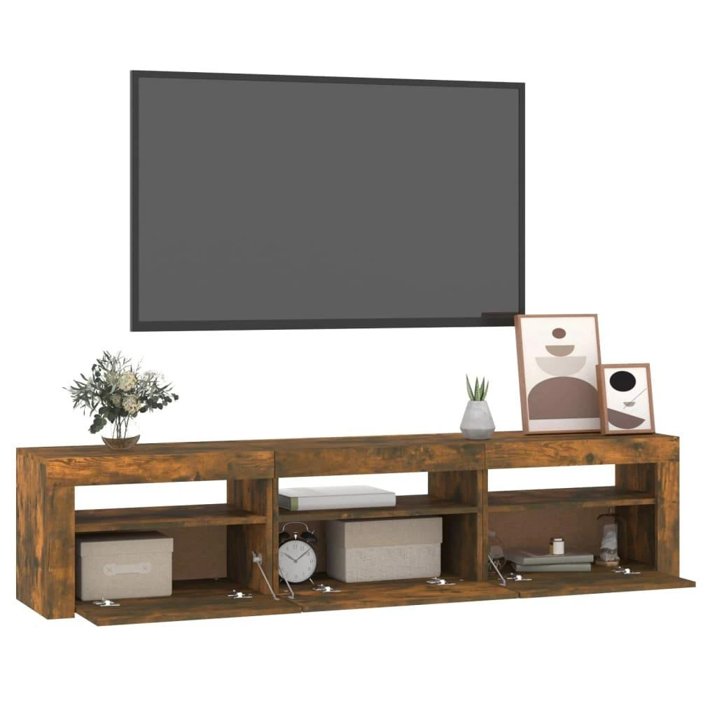 TV staliukas Televizoriaus spintelė su LED, dūminio ąžuolo, 180x35x40cm