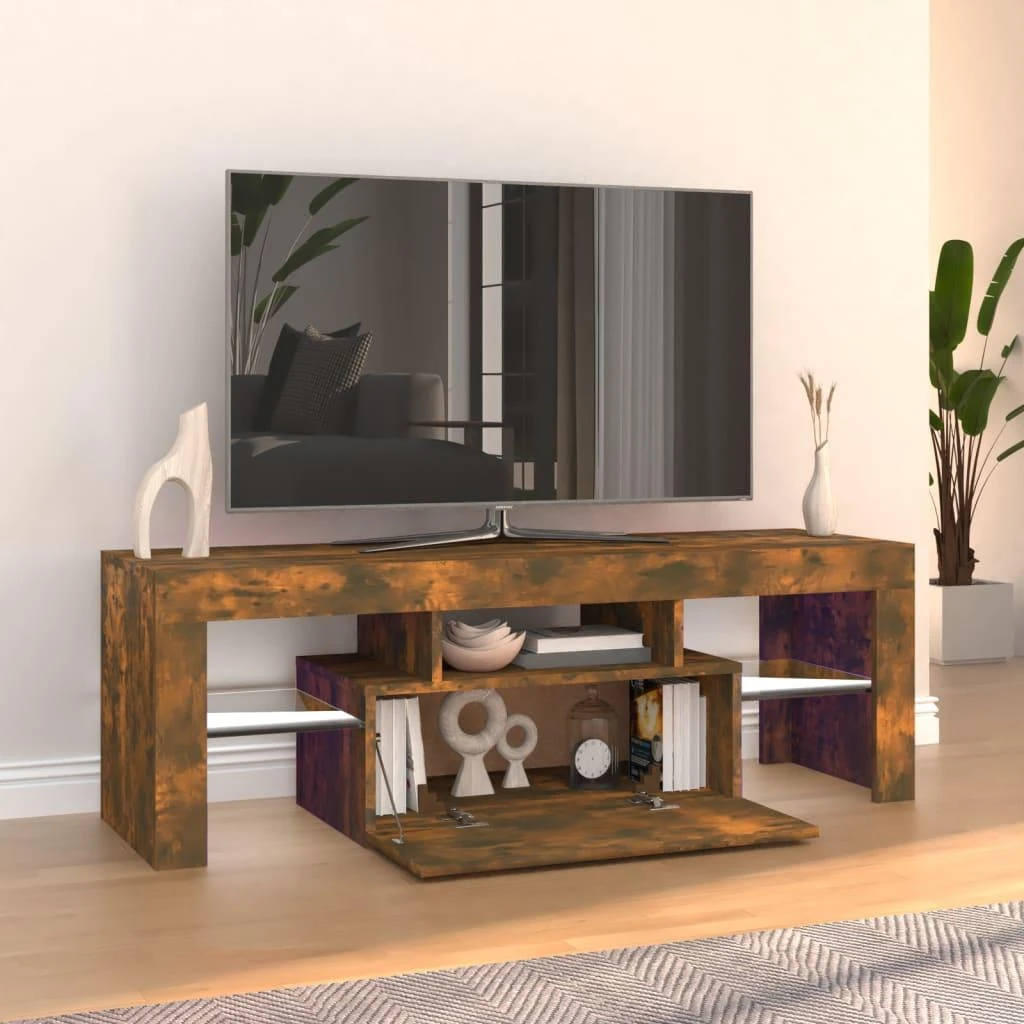 TV staliukas Televizoriaus spintelė su LED, dūminio ąžuolo, 120x35x40cm