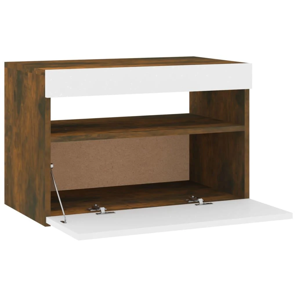 TV spintelė su LED apšvietimu, dūminio ąžuolo, 60x35x40cm