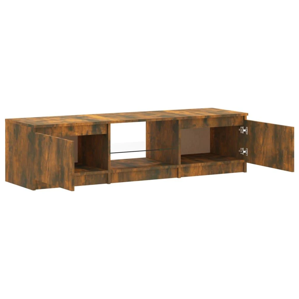 TV staliukas Televizoriaus spintelė su LED, dūminio ąžuolo, 140x40x35,5cm