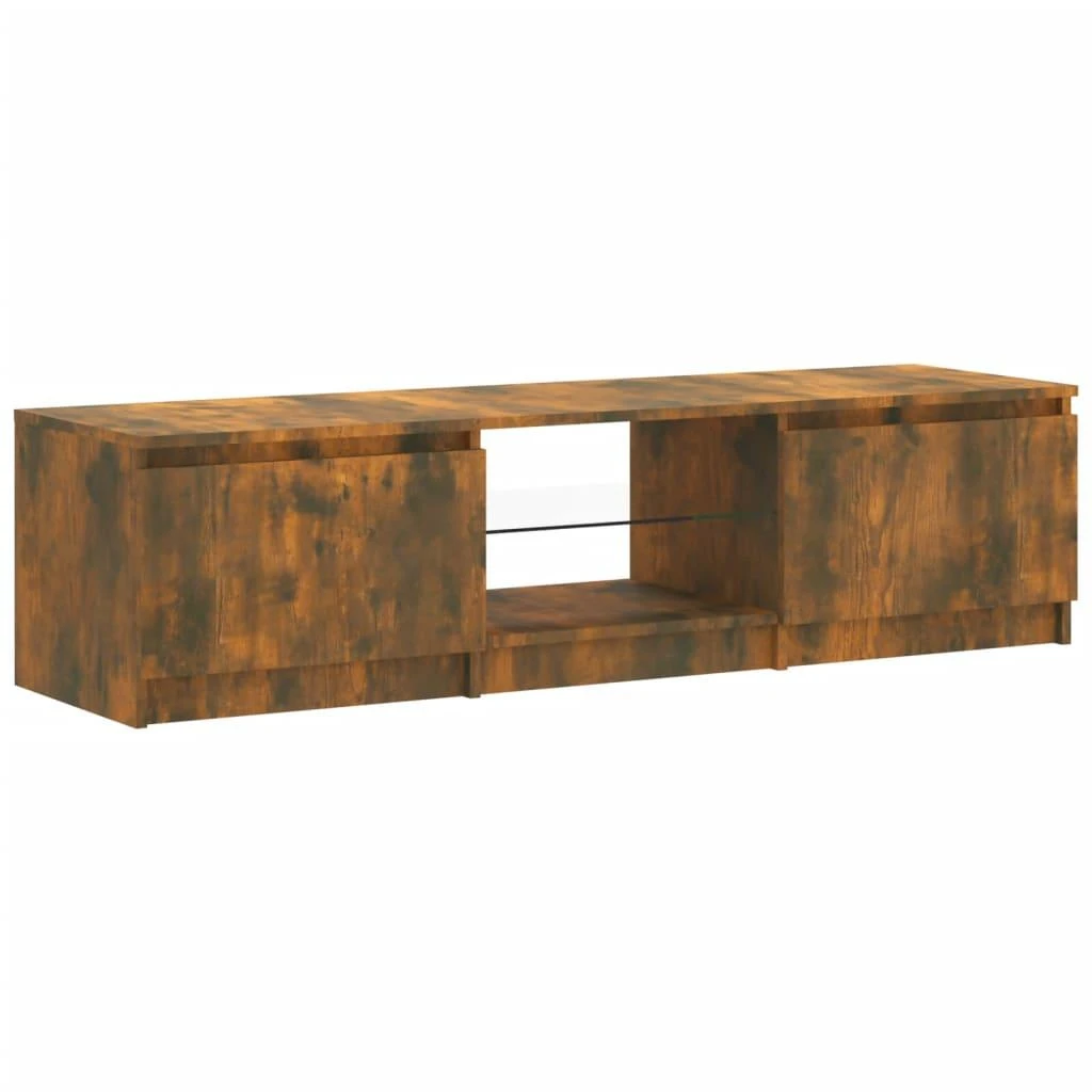 TV staliukas Televizoriaus spintelė su LED, dūminio ąžuolo, 140x40x35,5cm