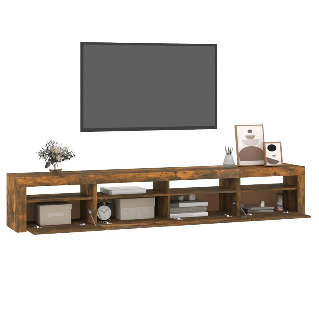TV staliukas Televizoriaus spintelė su LED, dūminio ąžuolo, 240x35x40cm