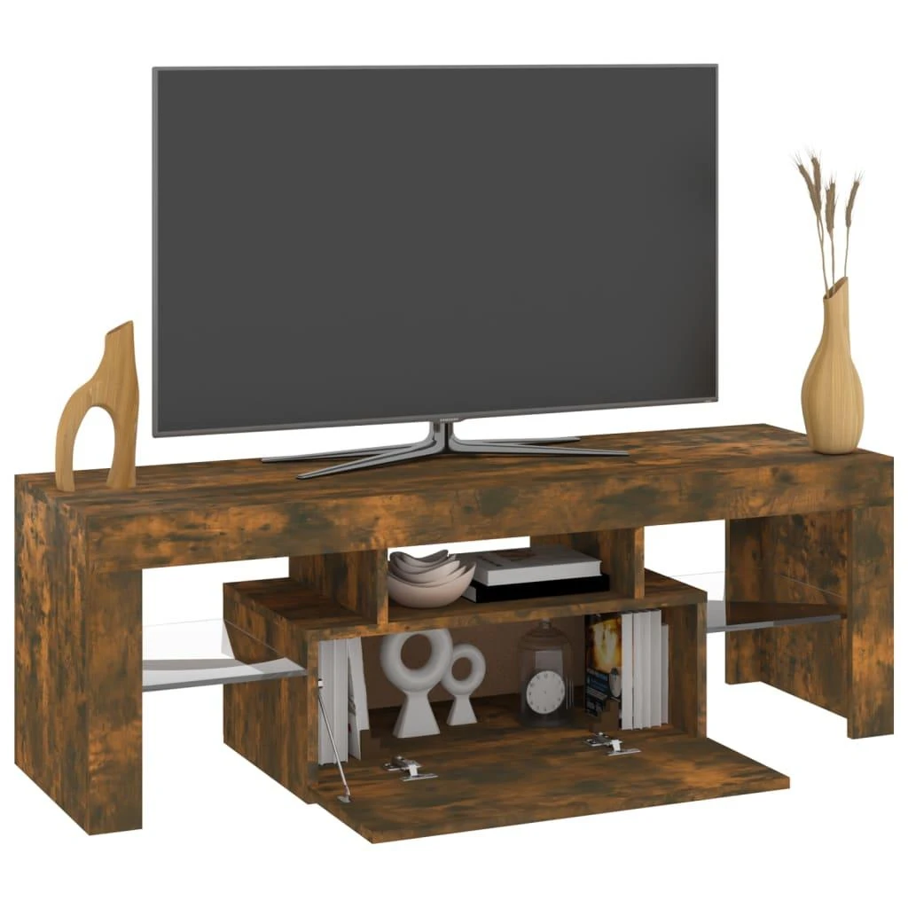 TV staliukas Televizoriaus spintelė su LED, dūminio ąžuolo, 120x35x40cm